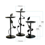 Lily’s Home Art Deco Climbing Vine Pillar Candle Holders, Steel, Black, Set of Three. Candles NOT Included - color: Climbing Vine