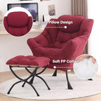 Tiita Lazy Chair with Ottoman, Red Modern Large Accent Chair, Comfy Leisure Sofa Armchair with Ottoman, Reading Chair with Footrest for Bedroom, Living Room, Dorm Rooms, Wine red - color: Burgundy