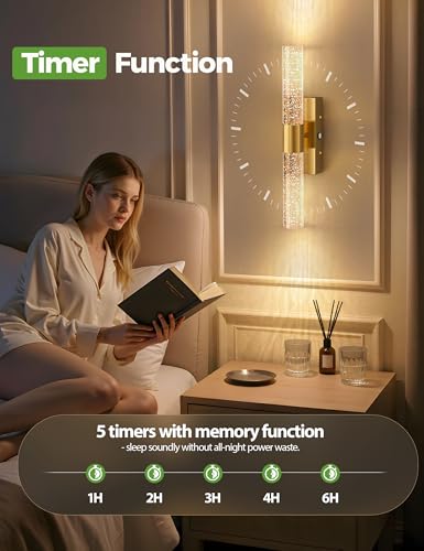 JOFIOS Battery Operated Wall Sconce Set of 2,3CCT,Dimmable,10400mAh,Gold Modern Rechargeable Wall Sconce with Remote,Wireless Wall Lights for Bedroom,Living room,Hallway(15.3 inch) - color: Gold