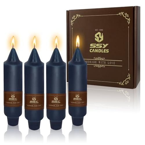 NJAO HOO Navy Short Taper Candle 5 Inch Candlesticks Unscented Dripless Tapered Candle Set for Home Decor Wedding Party Dinner Candles, 4 Pack - color: Navy, size: 5 In