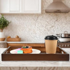 Bamboo Wood Serving Tray with Handles(14.96x10.24x1.57 inches) – Elegant Decorative Platter for Breakfast in Bed, Lunch, Dinner, Appetizers, BBQ, Parties & More – Perfect for Couch and Drawing Room.
