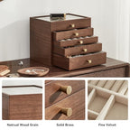 CHOSIN Black Walnut Wooden Jewelry Box Women large 5 Level Drawer Organizer Box with Glass Lid for Necklaces Watch Necklace Ring Earring Storage Gifts for Mom - style: 5 Layer