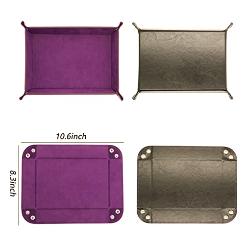 Valet Organizer - Catchall Tray for Jewelry, Wallets, Watches, Keys, Coins, Phones, Glasses - Perfect for Nightstand, Desk, Entryway - color: Purple