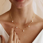 Mothers Day Gifts - 14K Gold Plated Pearl Necklaces for Women Trendy Dainty Necklace Simple Layered Gold Pearl Necklace for Women Mothers Day Wedding Birthday Gifts - color: 6-Satellite Pearl necklace