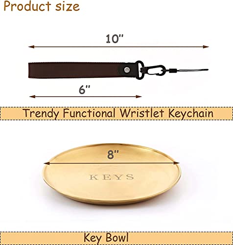 Key Bowl and Keychain Set - Decorative Bowl and Tray for Entryway Table, Jewelry Dish, Perfume Holder, Wallet Tray