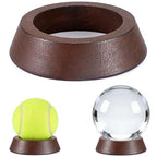 JUXYES Wooden Sphere Holder Display Stand, 3 Pack Small Wood Crystal Ball Stand, Simple Round Display Easel Stands for Crystal Balls, Baseball, Tennis Ball, Stones, Gemstones, Collections - size: M - 3 PCS