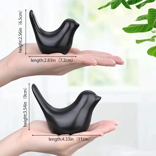 Small Birds Statues Figurine Black Home Bathroom Decor Modern Style Bird Decorative Ornaments for Office Desktop, Living Room, Bedroom, Cabinets, Knick Knacks, Bookshelf(Black Birds 2Pcs) - color: Black