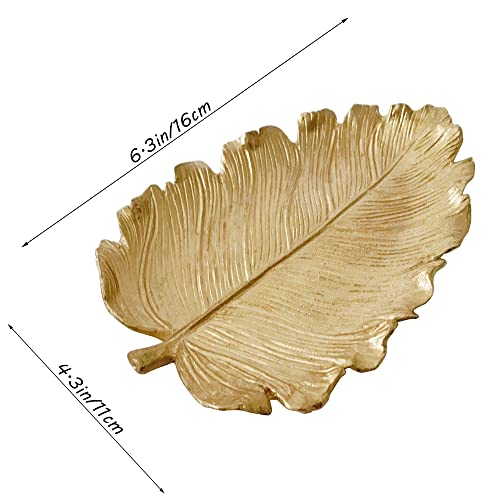 Small Leaf Shaped Trinket Dish, Decorative Gold Jewelry Dish Tray, Ring Hodler Dish Jewelry Organizer - color: Large Elm Leaf