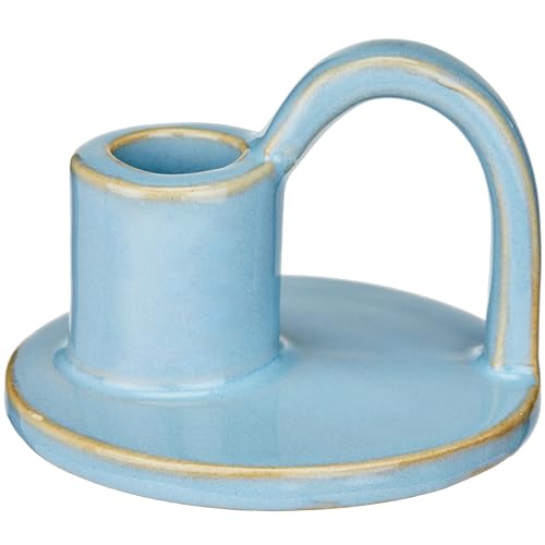 Ceramic Taper Candle Holders with Handle (Set of 2) – Tall Candlestick Holders for Table Decor Centerpieces, Rustic Home Décor, and Dinner Table Styling Robin's Egg Blue - color: Robin's Egg Blue