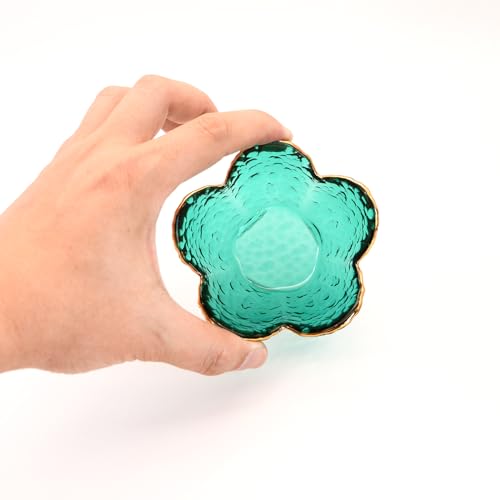 Green Flower Ring Dish Jewelry Tray, Small Glass Trinket Tray for Rings Earrings, Present for Wife Mom Daughter Women - color: Green