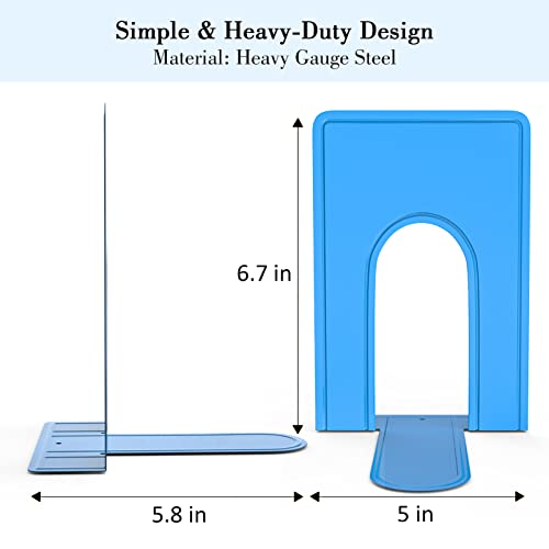 Optomni Bookends, Book End Supports Heavy Duty Metal Bookend Support, Book Ends Supports for Shelves Decor Home Office School (2 Pairs/4 Pieces, Blue) - color: Blue, size: 2 Pairs/4 Pieces