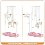 SRIWATANA Jewelry Organizer Stand, Extra Tall Necklace Holder Jewelry Holder, Gift Idea (Pink & White) - color: Pink & White