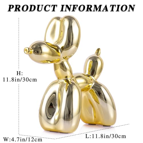 Balloon Dog Sculpture Modern Home Decor Collectible Figurines Funky Statues for Bedroom Trendy Animal Decor for Coffee Table Living Room Decor, 11.8 * 11.8 * 4.7inch, Gold - color: Gold, size: 11.8*11.8*4.7inch