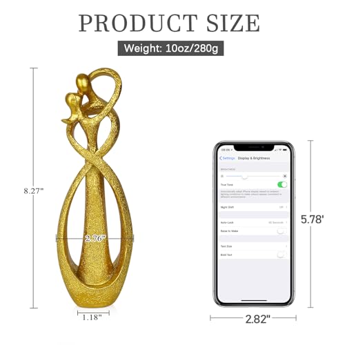 Trycooling Kissing Lovers Statue Abstract Sculpture Resin Statues for Home Decor Modern Home Office Desktop Shelf Bookshelf Decor (Gold, Small) - color: Gold, size: Small