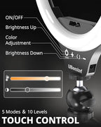 UBeesize 12" Desk Ring Light with Stand & Phone Holder - Adjustable Studio Light for Photography，Zoom Meetings, YouTube, TikTok, Live Streaming - style: Smart Touch Model