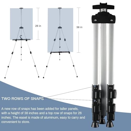 RRFTOK Art Painting Artist Easel Stand,Aluminum Metal Tripod Adjustable Easels for Painter Canvases Height from 17 to 66 Inch - Carry Bag for Table-Top/Floor Drawing and Displaying 2-Pack. - style: 66S 2pack