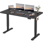 Furmax 55 x 24 Inches Electric Height Adjustable Standing Desk Large Sit Stand Up Desk Home Office Computer Desk Memory Preset with T-Shaped Metal Bracket, Black - color: Black, size: 55 Inch