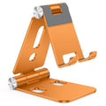 OMOTON Foldable Cell Phone Stand, C4 Portable Aluminum Phone Holder, Adjustable Phone Dock Cradle Compatible with iPhone 17/16/15 Pro Max Air, Samsung Galaxy, Small Tablets, Smart Phones, Orange - color: Orange