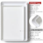 8 Pack, 16" x 11" Large White Serving Trays Set - Reusable Plastic Serving Platters for Cookie, Appetizer, Charcuterie, Snack, Dessert, Party Food Display - Stackable Kitchen CounterTop Tray, BPA Free - size: 8 Pack - 16" x 11"