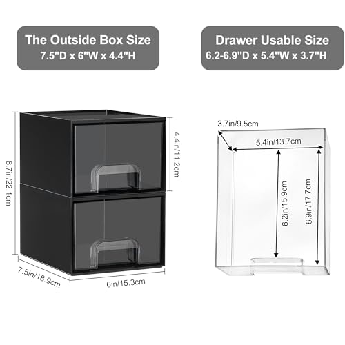 Vtopmart Black Small Stackable Storage Drawers, Cologne Organizer for Men,Plastic Containers for Vanity, Dresser,Office Desk,Bathroom Countertop Organization,Ideal for Room Decor,Gifts for Men - style: 4pack-Black