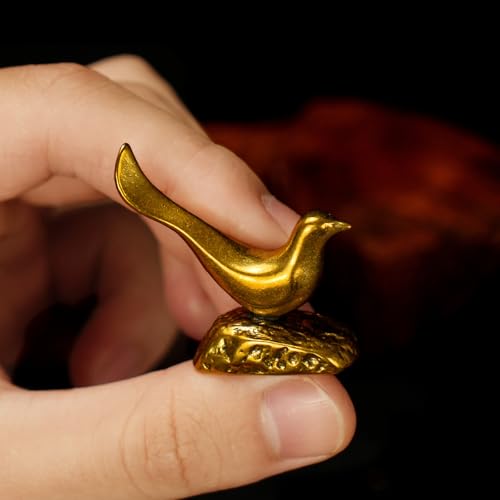 CHOVY Minimalist Solid Brass Bird Sculpture - 100% Pure Brass Handmade Figurine, Retro Vintage Desk Decor, Mid-Century Modern Home & Office Art Accent, Collectible Minimalist Oddity - color: Simple Bird