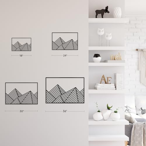 SIGNLEADER Metal Wall Decor Mountains Triangle Line Minimalist Modern Luxury Wall Sculpture Hangings 3D Statue Home Decoration for Living Room, Bedroom, Bathroom, Kitchen, Fireplace, Office - 18" Black - color: Gry17-2405-m17, size: 18" Black