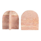 Bloomingville Crimson Archways Travertine Bookends, Red