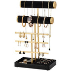 Lolalet Bracelet Display Stand Necklaces Holder, 5 Tiers Jewelry Organizer and Storage Rack with Velvet Slot and Metal Base, for Women Bangles Watches Ring Earrings -Black - color: Black