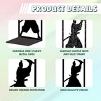 Peacoblue Metal Bookends for Shelves, Modern Decorative Heavy Duty Study Book Ends Stoppers for Office, Desk, Shelf, Room 5.3"x4.3"x7.9" Cast Iron Simple Tall Bookends 1 Pair (Japanese Samurai) - style: Japanese Samurai
