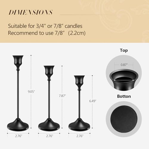 Candlestick Holders 6 PCS Metal Taper Candle Holders, KSWING Black Candle Stick Holders Set, Perfect for Table Centerpiece Mantel Party Wedding Christmas Home Decor, Set of 6 - color: Black, size: tall - 6pc