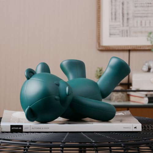 Bear Sculpture Statue Animal Figurine Gift Modern Decor Art for Home Office Dining Room Polyresin Green 11 Inch