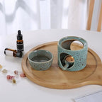 Essential Oil Burner for Scented Oil, Oil Warmer, Tealight Wax Melt Warmer, Candle Diffuser, Tea Light Holder, Green - color: Green