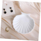 Shell-shaped Jewelry Tray White Trinket Dish Key Holder Aesthetic Jewelry Organizer for Vanity and Entryway Table