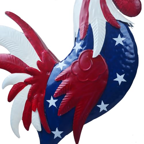 Metal Rooster Statues Waterproof Chicken Sculpture Metal Garden Deco Outdoor Yard Ornament for Patio Lawn Backyard - color: #3