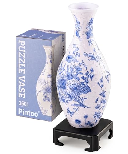 Pintoo 3D Puzzle Vase Unique Flower Vase Made by 160 Curved Plastic Puzzle Pieces House Warming Gift for Flower Arrangements and Home Decoration, for Mom [S1033] (Classic, Blooming Season) - color: Blooming Season, size: classic