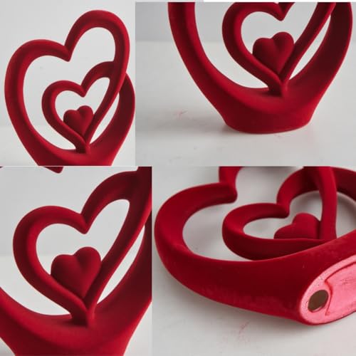 AWNR Red Heart Hands Sculpture,Small Shelf Decor,Tv Stand Decor Items for Living Room,Apartment,Office - color: Red
