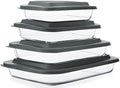 8-Piece Deep Glass Baking Dish Set with Plastic lids,Rectangular Glass Bakeware Set with Lids, Baking Pans for Lasagna, Leftovers, Cooking, Kitchen, Freezer-to-Oven and Dishwasher, Gray - color: Gray