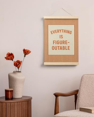 FGFK Everything Is Figureoutable Positive Affirmations Wall Art Poster Hanger Frame, Retro Orange Inspirational Canvas Prints Framed Wall Decor for Office Classroom Home Bedroom, 12x16 Inch - color: Retro Orange