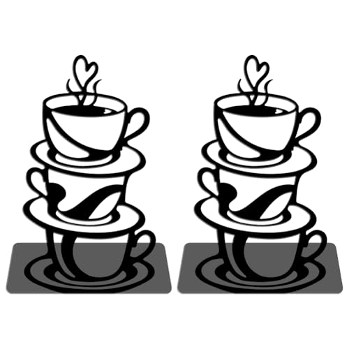 WADORN 1 Pair Coffee Cup Metal Decorative Bookend for Shelves, Heavy Duty Book Ends Non-Skid Books Holder Stand Black Book Support Stopper for Coffee Books Desk Bookshelf Office Home, 5.3x4.3x7.9 Inch - color: Coffee Cup