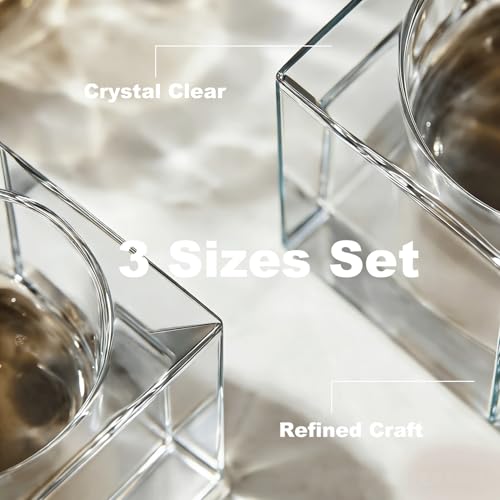 Votive Candle Holder Set of 3, Glass Votive Cande Holders Bulk, Tealight Cande Holder for Home Decor, Wedding,Christmas,Thanksgiving - size: 3 Pcs