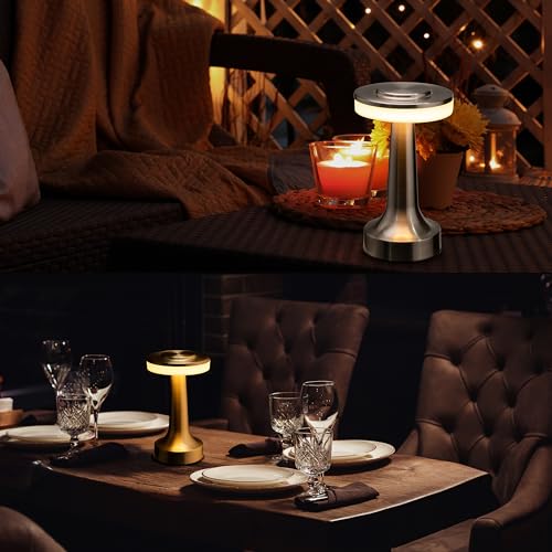 O’Bright Portable LED Table Lamp with Touch Sensor, 3-Levels Brightness, Rechargeable Battery Up to 48 Hours Usage, Night Light for Kids Nursery, Nightstand Lamp, Bedside Lamp (Silver) - color: Silver