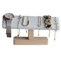 Wooden Watches Display tower Base Watch Necklace Bracelet Organizer Rack Bangle Scrunchie Headband Showcase tower (White PU, Flat single-layer) - color: Flat PU White