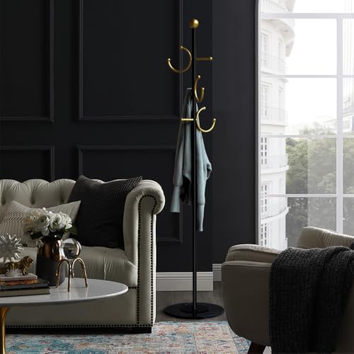 BUZUYE Modern Coat rack with marble base,Coat rack freestanding heavy duty with gold hooks,Entryway coat rack stand Coat Tree freestanding coat hanger stand for Hanging Clothes, Hats, Bags - style: Earring hook