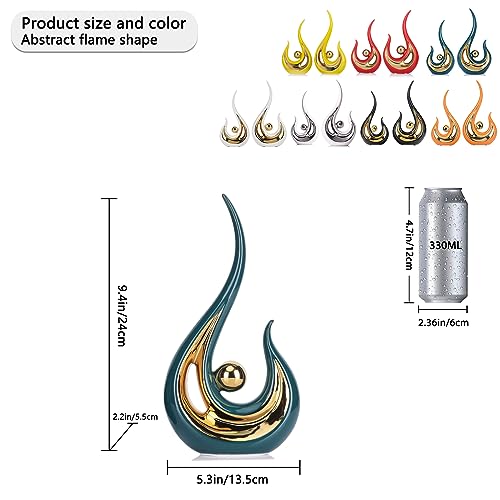 LCCCK Teal Gold Abstract Figurine Statues for Home Decor – Modern Ceramic Sculpture Accent, Decorative Statues for Living Room, Shelf, TV Stand, Office or Coffee Table Centerpiece Art Decoration - color: Green and Gold