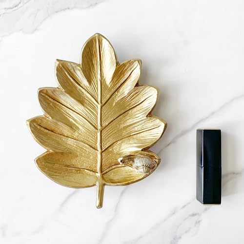 Jewelry Dish, Resin Small Leaf Shaped Ring Holder Jewelry Organizer, Trinket Dish Mini Tray for Christmas Birthday Wedding Gifts - color: Leaf with Snail