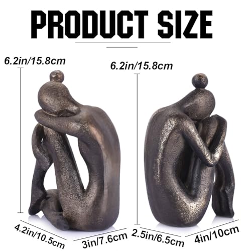 2-Piece Unique Decorative Thinker Girl Bookends, Modern Heavy Duty Nonskid Resin Book Stoppers for Home Office Desk, Living Room, Study Room, Creative Bookshelves, Desktop Ornaments (Bookends01)