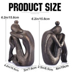 2-Piece Unique Decorative Thinker Girl Bookends, Modern Heavy Duty Nonskid Resin Book Stoppers for Home Office Desk, Living Room, Study Room, Creative Bookshelves, Desktop Ornaments (Bookends01)