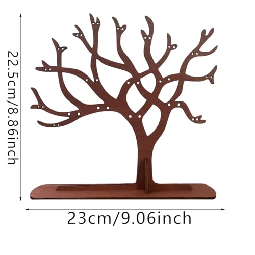 Wooden Jewelry Tree Necklace Holder,9 Inch Jewelry Stand Creative Ring Holder Necklace Suitable Ring Earrings Necklace Bracelet for living rooms, bathrooms,offices (TREE)