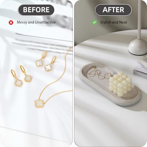 Jewelry Tray Bathtub, Resin Stone Look Decorative Perfume Tray, Bathroom Marble Vanity Organizer Plate Holder for Ring Soap Towel Small Things on Kitchen Sink Countertop (Beige, Medium) - color: Beige, size: 10.2" x 4.4" x 0.8"