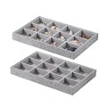 Stackable Jewelry Organizer Tray For Drawers,White Leather Small Earring Storage Tray,Bracelet And Necklace Display Box,Jewelry Ring Display Case (Gray 12 Grids) - style: Gray 12 Grids